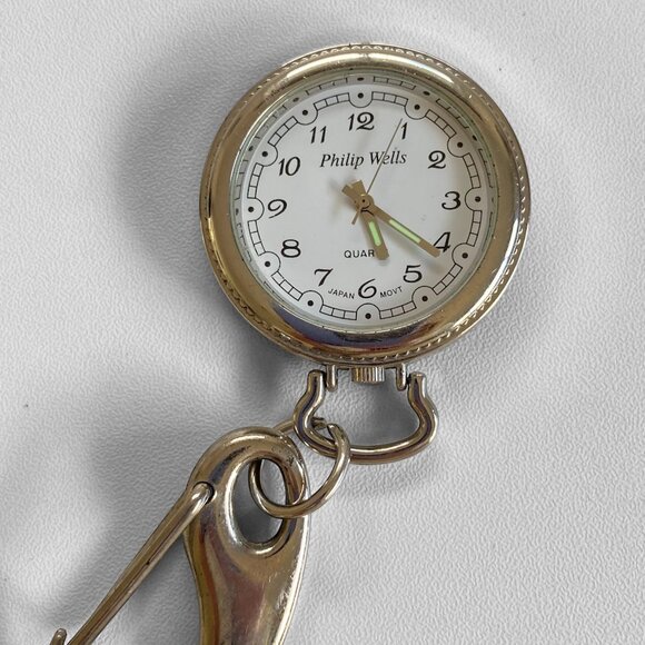 Philip Wells VTG Quartz Fob Pocket watch Luminous Hands - Picture 1 of 8